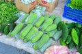 Taiwan,Tainan- May 28:several loofahs in a fruit market in Tainan