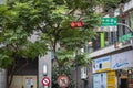 Taiwan, Taipei, pedestrian signal lights, shop signs, traffic lights