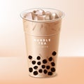 Taiwan or Taiwanese Iced Bubble Tea or Boba Milk Tea Illustration