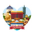 Taiwan travel concept with famous attractions Royalty Free Stock Photo