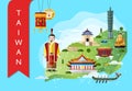 Taiwan travel concept with famous attractions Royalty Free Stock Photo