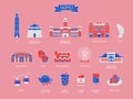 Taiwan travel symbol collection Royalty Free Stock Photo