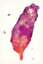 Taiwan watercolor map in front of a white background