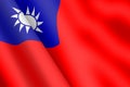 A Taiwan waving flag 3d illustration wind ripple Blue Sky White Sun Red Earth