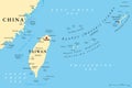 Taiwan, and Okinawa Prefecture of Japan, political map Royalty Free Stock Photo