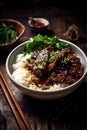 Taiwanese braised pork rice with green onion