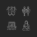 Taiwanese culture chalk white icons set on dark background. Royalty Free Stock Photo