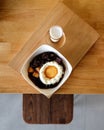 Taiwanese dessert with a cup of milk on a wooden table