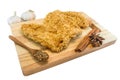 Taiwanese fried chicken on Chopping Wood Royalty Free Stock Photo