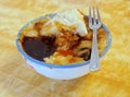 Taiwanese gourmet, rice cake in a bowl closeup