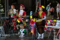 Taiwanese indigenous Thao Street Singers and Bands performing in Xuanguang Temple with traditional dress