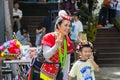 Taiwanese indigenous Thao Street Singers and Bands performing in Xuanguang Temple with traditional dress