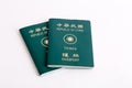 Taiwanese passports on white background