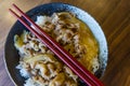 Taiwanese pork and rice in bowl