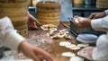 Taiwanese team chefs cooking traditional food. Asian chef making dumpling Taiwan