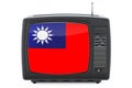 Taiwanese Television concept. TV set with flag of Taiwan. 3D rendering