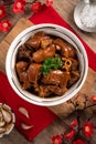 Taiwanese traditional food pork knuckle in a bowl for Chinese Lunar New Year meal