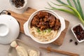 Taiwanese traditional food pork knuckle with vermicelli