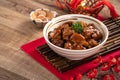 Taiwanese traditional food pork knuckle in a bowl for Chinese Lunar New Year meal