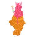 Taiyaki ice cream. Bunny style ice cream isolated on white background .Vector graphic