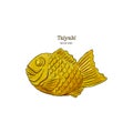 Taiyaki , Japanese snack. Hand draw sketch vector