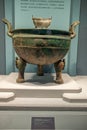 bronze cooking vessel with hoof-shaped feet in the Shanxi Museum