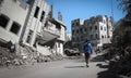 A young Yemeni amid the rubble of the war in Yemen