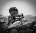 A Yemeni soldier fights in the ranks of the National Army in Taiz