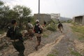 A Yemeni soldier fights in the ranks of the National Army in Taiz