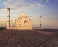 Taj Mahal in Agra, India, eastern view in the sunrays