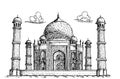 Taj Mahal Agra India hand drawn illustration