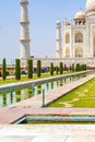 Taj Mahal panorama in Agra India with amazing symmetrical gardens