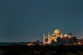 Taj Mahal in Agra, India at night Royalty Free Stock Photo