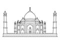 Taj Mahal, Agra, Uttar Pradesh, India: Landmark Vector Illustration Hand Drawn Cartoon Art Royalty Free Stock Photo