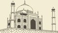 Taj Mahal Architectural Study in Detailed Line Art, vector design Generative AI Royalty Free Stock Photo
