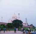 Taj mahal from back side in morning when people came for morning walk