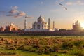 Taj Mahal back view from the meadow of Agra, India