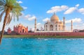 Taj Mahal back view over the Yamuna, Agra, India Royalty Free Stock Photo