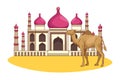 Taj mahal and camel cartoon scenery