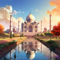 Taj Mahal Emerging Through Forest: Combining Historical Grandeur and Modern-Day Agra