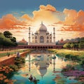 Taj Mahal Emerging Through Forest: Combining Historical Grandeur and Modern-Day Agra