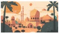 Taj Mahal flat vector illustration. Ramadan Kareem poster.