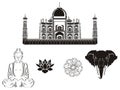 Taj mahal and four symbols