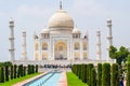 Taj Mahal full view during day time in Agra India, The Taj among 7 Wonders of the World view