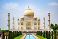 Taj Mahal full view during day time in Agra India, The Taj among 7 Wonders of the World view Royalty Free Stock Photo