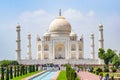 Taj Mahal full view during day time in Agra India, The Taj among 7 Wonders of the World view Royalty Free Stock Photo