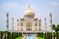 Taj Mahal full view during day time in Agra India, The Taj among 7 Wonders of the World view