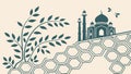 Taj Mahal on Hexagonal Grid, Geometric Landmark Art, vector design Generative AI Royalty Free Stock Photo