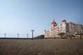 Taj Mahal hotel famous building of touristic places in Mumbai, India magnificent view blue sky with copy space Royalty Free Stock Photo