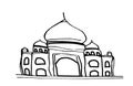 Taj mahal icon on white background. Doodle style.